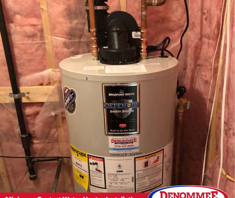 40 gallon Bradford White hot water heater installation in Chelmsford, MA