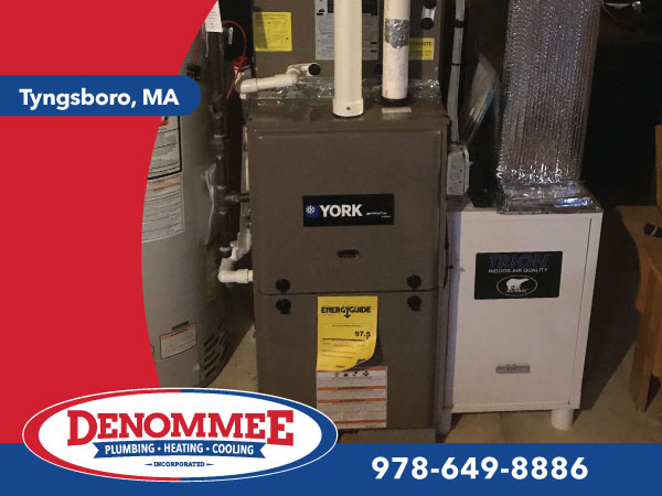 High-efficiency York YP9C Affinity Series Natural Gas furnace install in Tyngsboro, MA.