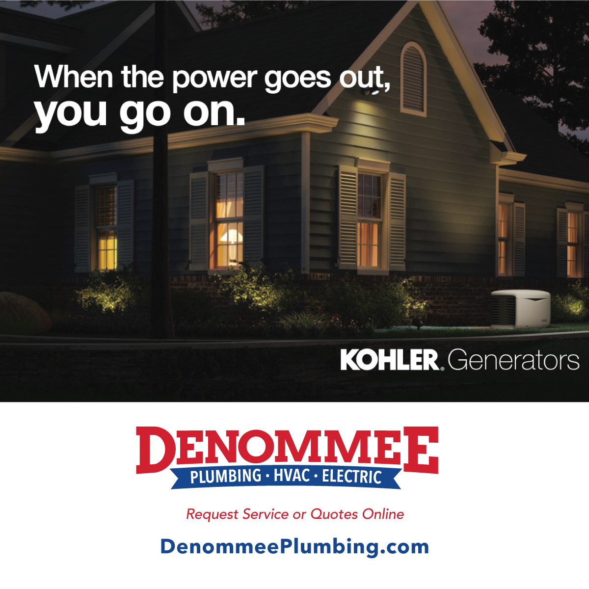 Kohler standby generator installation by Denommee Plumbing