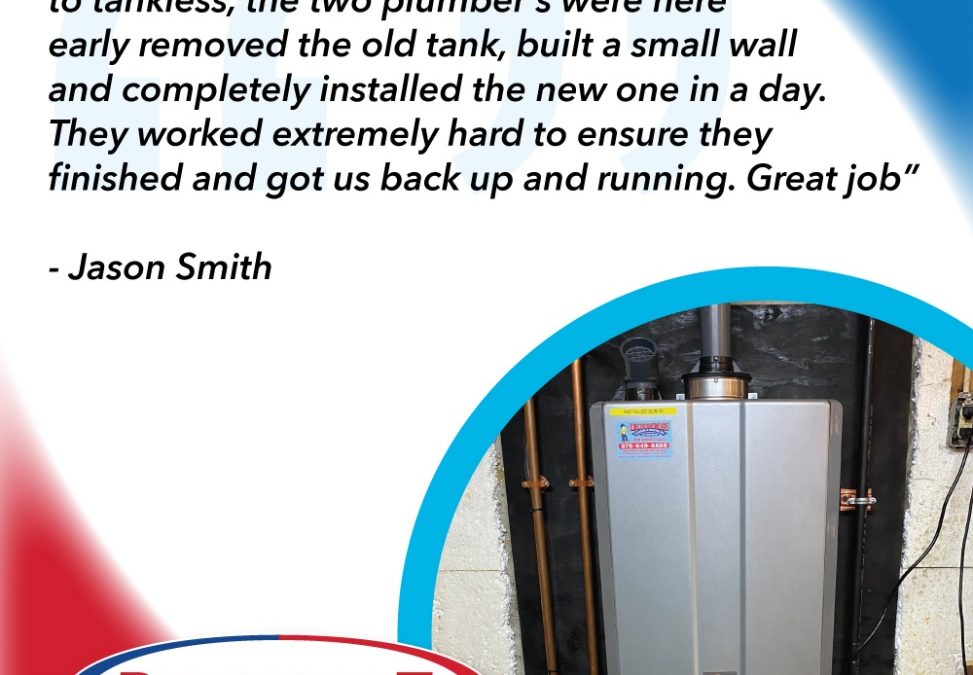 Tankless Water Heater Installation and a Five Star Review.