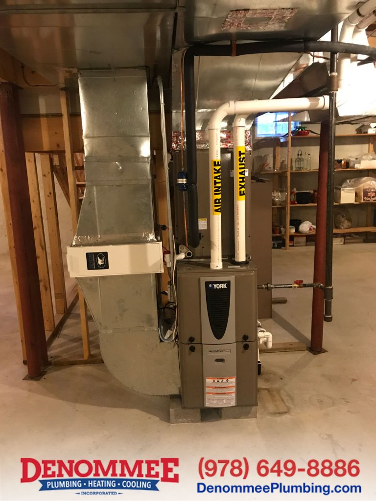 enommee Plumbing, Heating & Cooling Inc. installed this New York 98% high efficiency Gas Furnace with 20 Seer complete A/C in Dunstable Ma