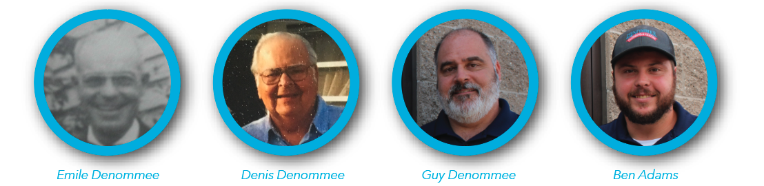 A 3rd generation Master Plumber, Guy Denommee now serves as CEO, while his nephew, (Denis‘ grandson) Ben Adams (himself a 4th generation plumber that rose from Shop Sweeper) leads day-to-day operations as President. Long-time manager, and 3rd generation plumber, Tim Hulings serves as Vice President. 